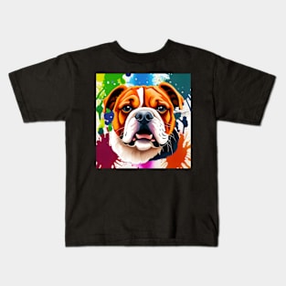 British Bulldog Splash Art Style Portrait Kids T-Shirt